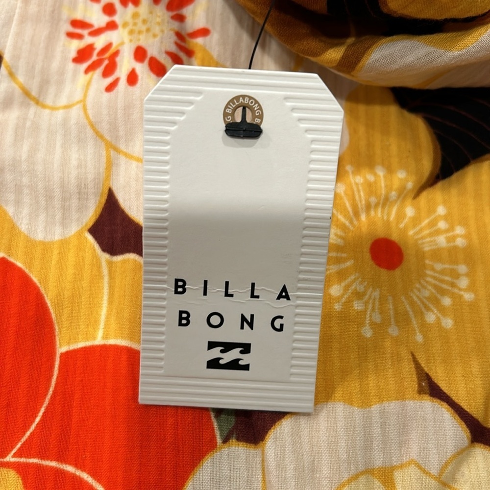 NWT Billabong Shine Bright Mini Dress Floral Seersucker  Statement Sleeve Small - Picture 7 of 13